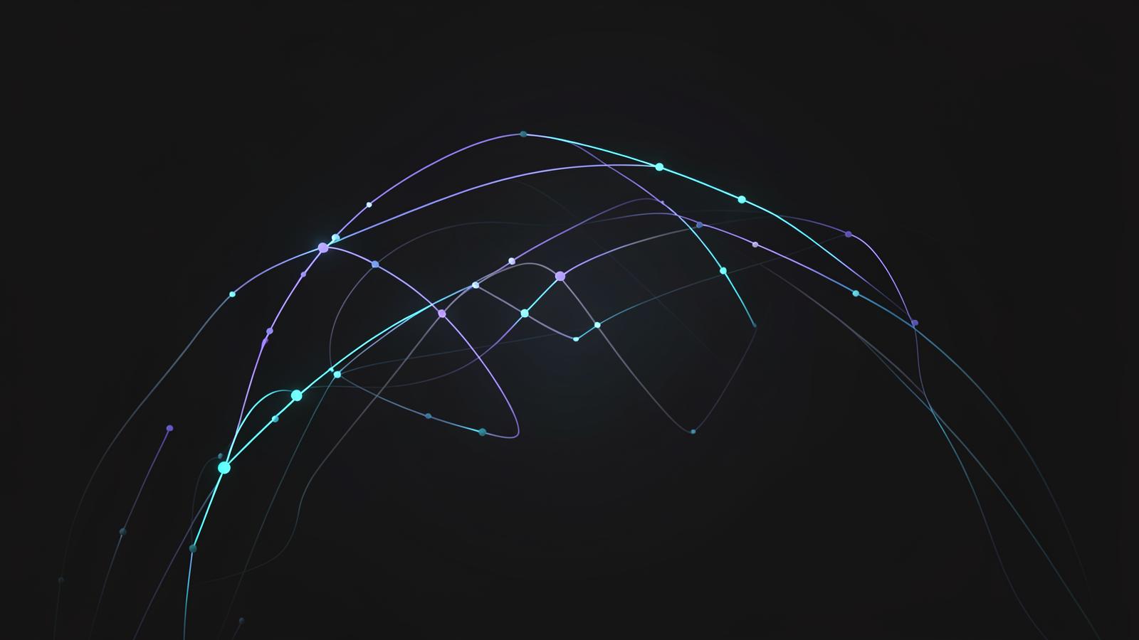 Illustration abstraite en réseau de nœuds pour l'article : Agence GEO à Toulouse : aéronautique, tech et citation IA